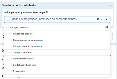 Comportamentos no Gerenciador