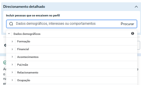 Dados demográficos no Gerenciador