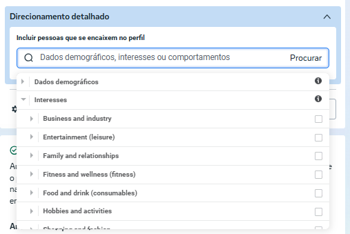 Interesses no Gerenciador