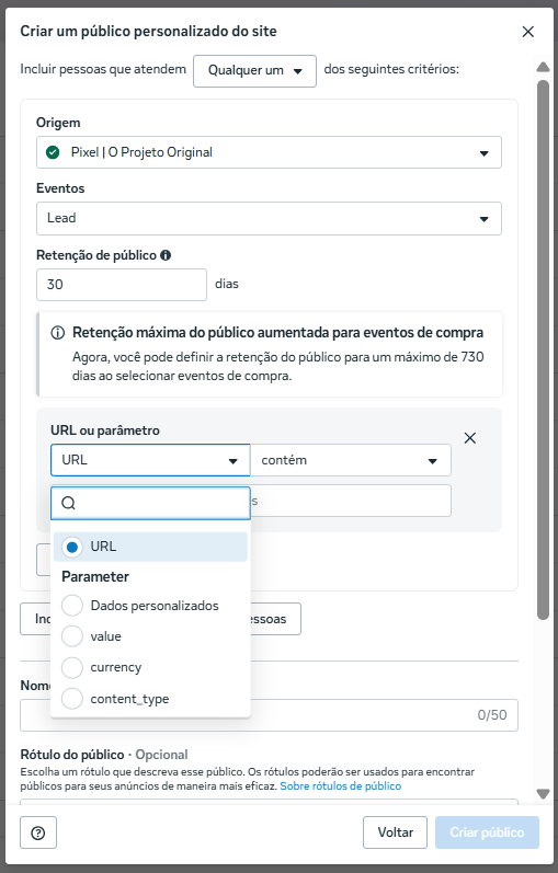 Público de site por URL