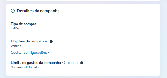 Detalhes da campanha