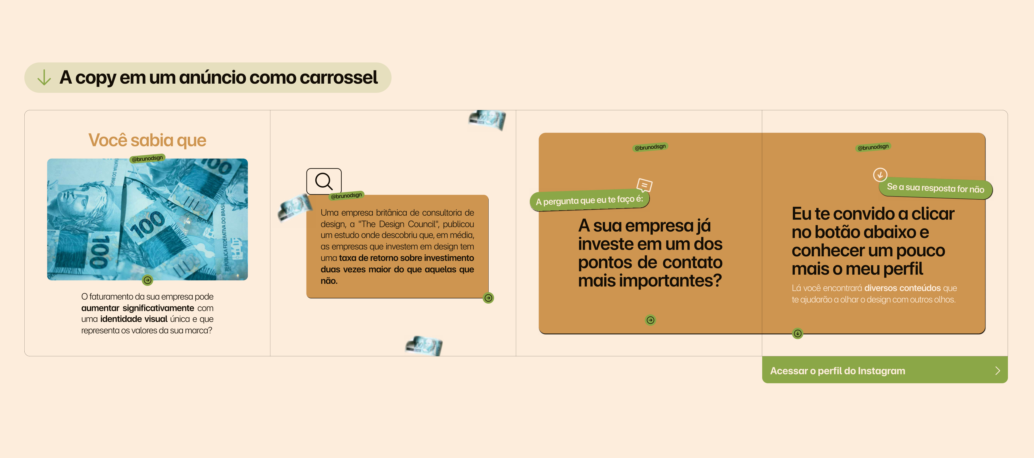 Anúncio de oportunidade em carrossel